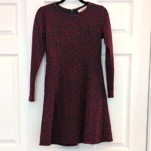 Loft Size 2 Petite Maroon & Black Floral Dress